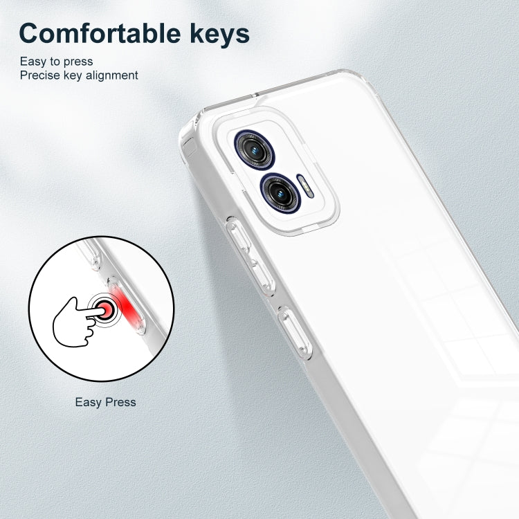 For Motorola Moto G73 3 in 1 Clear TPU Color PC Frame Phone Case