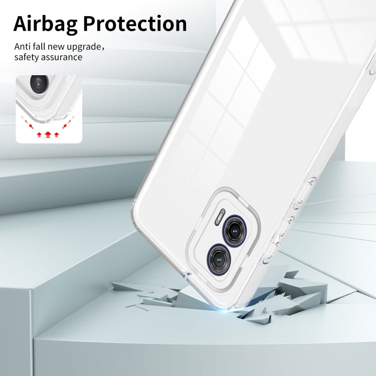 For Motorola Moto G73 3 in 1 Clear TPU Color PC Frame Phone Case