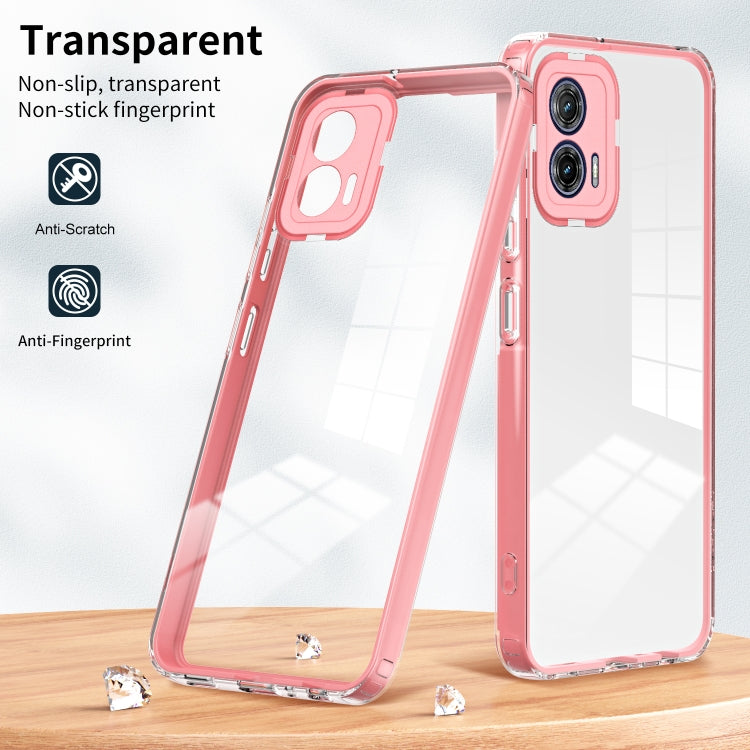 For Motorola Moto G73 3 in 1 Clear TPU Color PC Frame Phone Case