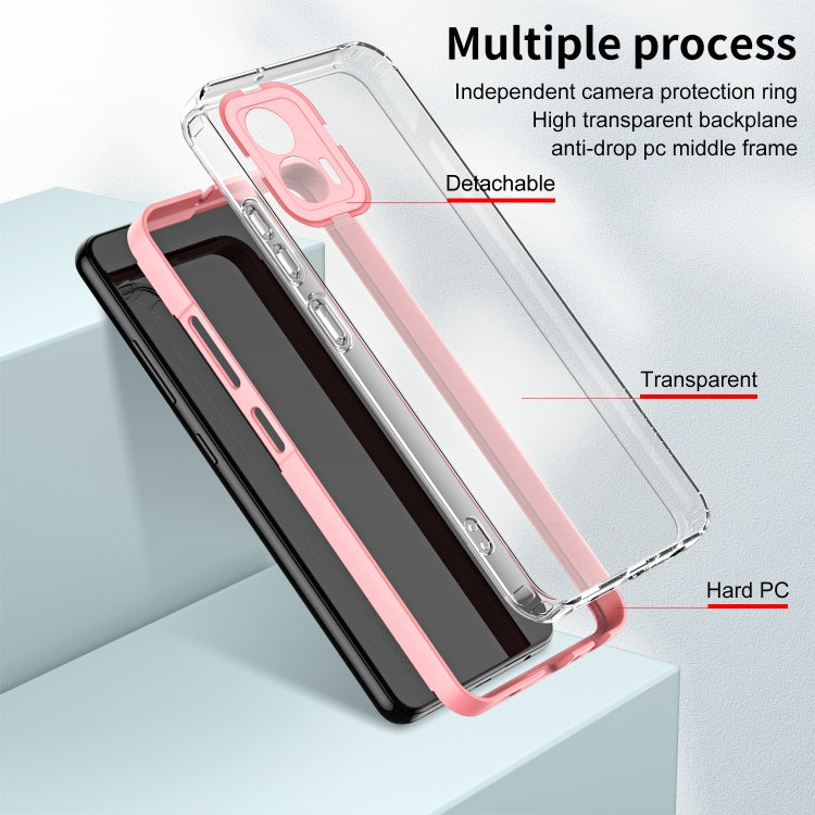 For Motorola Moto G73 3 in 1 Clear TPU Color PC Frame Phone Case