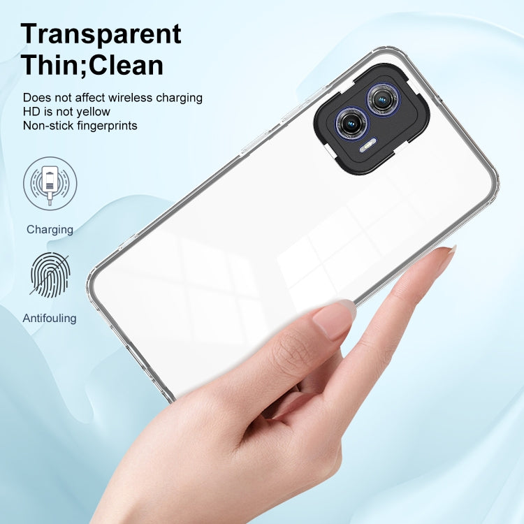 For Motorola Moto G73 3 in 1 Clear TPU Color PC Frame Phone Case