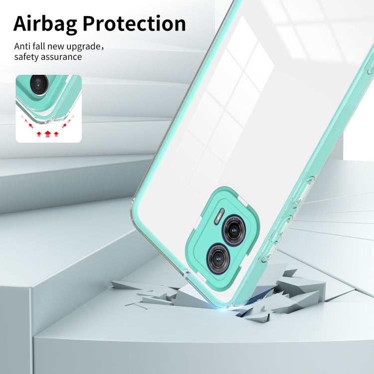 For Motorola Moto G73 3 in 1 Clear TPU Color PC Frame Phone Case