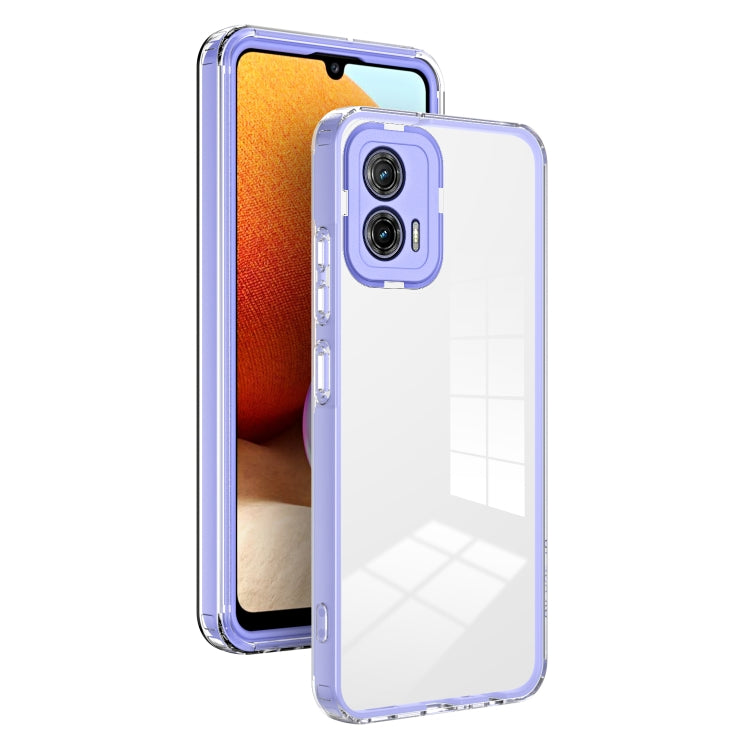 For Motorola Moto G73 3 in 1 Clear TPU Color PC Frame Phone Case