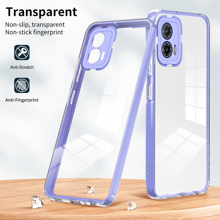 For Motorola Moto G73 3 in 1 Clear TPU Color PC Frame Phone Case