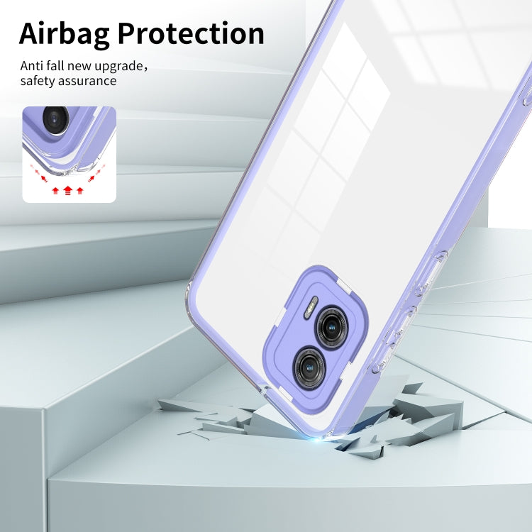 For Motorola Moto G73 3 in 1 Clear TPU Color PC Frame Phone Case