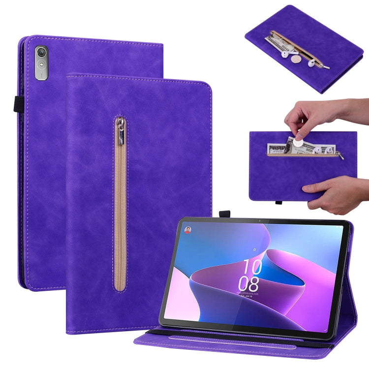 For Lenovo Tab P11 Gen 2 11.5 Skin Feel Solid Color Zipper Leather Tablet Case