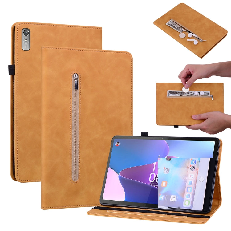 For Lenovo Tab P11 Gen 2 11.5 Skin Feel Solid Color Zipper Leather Tablet Case