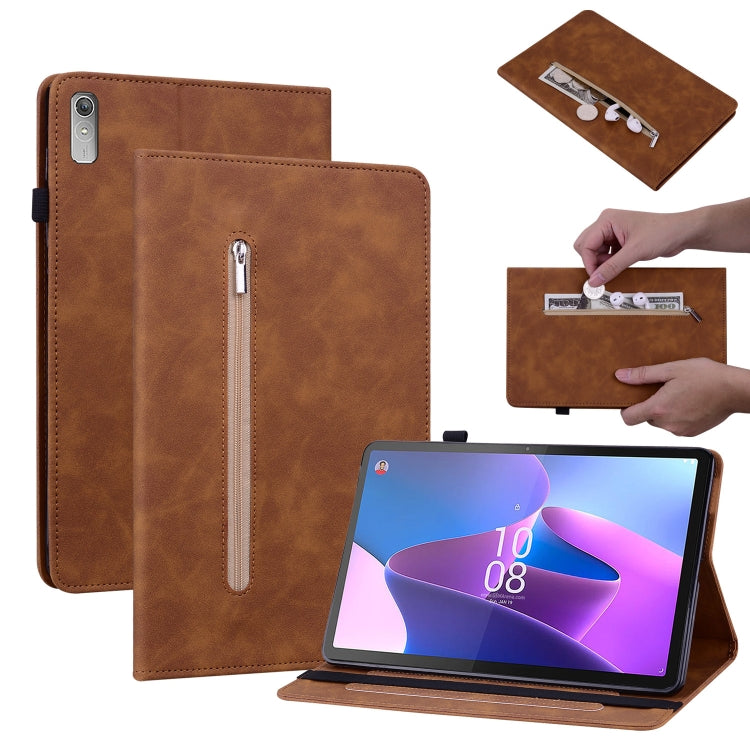 For Lenovo Tab P11 Gen 2 11.5 Skin Feel Solid Color Zipper Leather Tablet Case