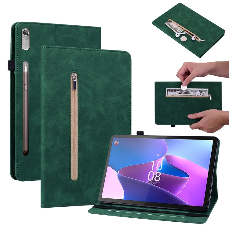 For Lenovo Tab P11 Pro Gen 2 11.2 Skin Feel Solid Color Zipper Leather Tablet Case