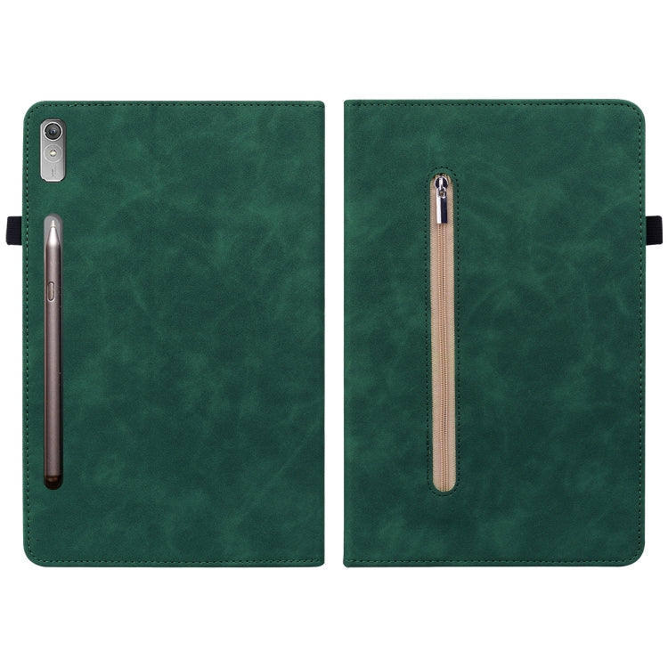 For Lenovo Tab P11 Pro Gen 2 11.2 Skin Feel Solid Color Zipper Leather Tablet Case