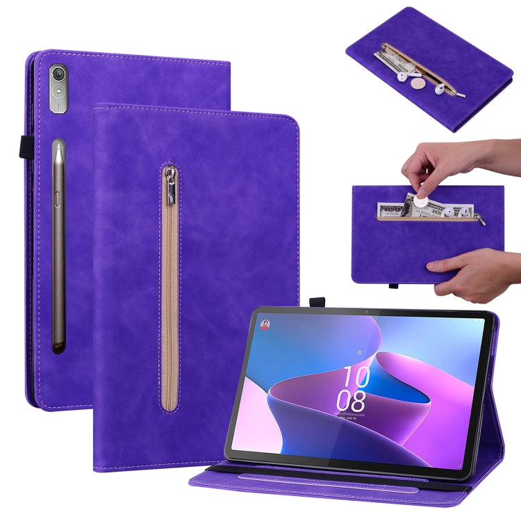 For Lenovo Tab P11 Pro Gen 2 11.2 Skin Feel Solid Color Zipper Leather Tablet Case