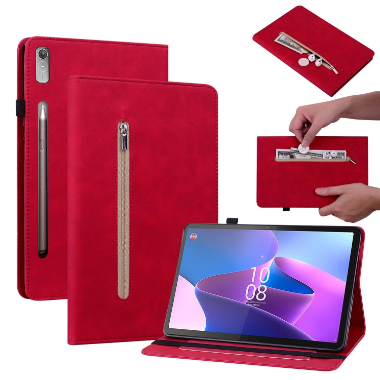 For Lenovo Tab P11 Pro Gen 2 11.2 Skin Feel Solid Color Zipper Leather Tablet Case