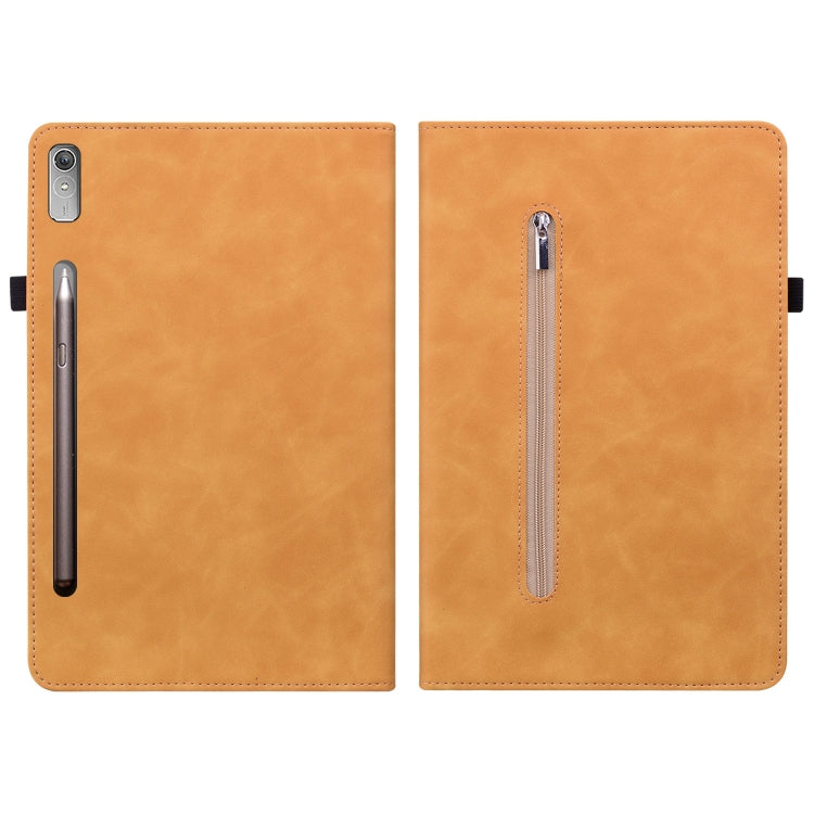 For Lenovo Tab P11 Pro Gen 2 11.2 Skin Feel Solid Color Zipper Leather Tablet Case