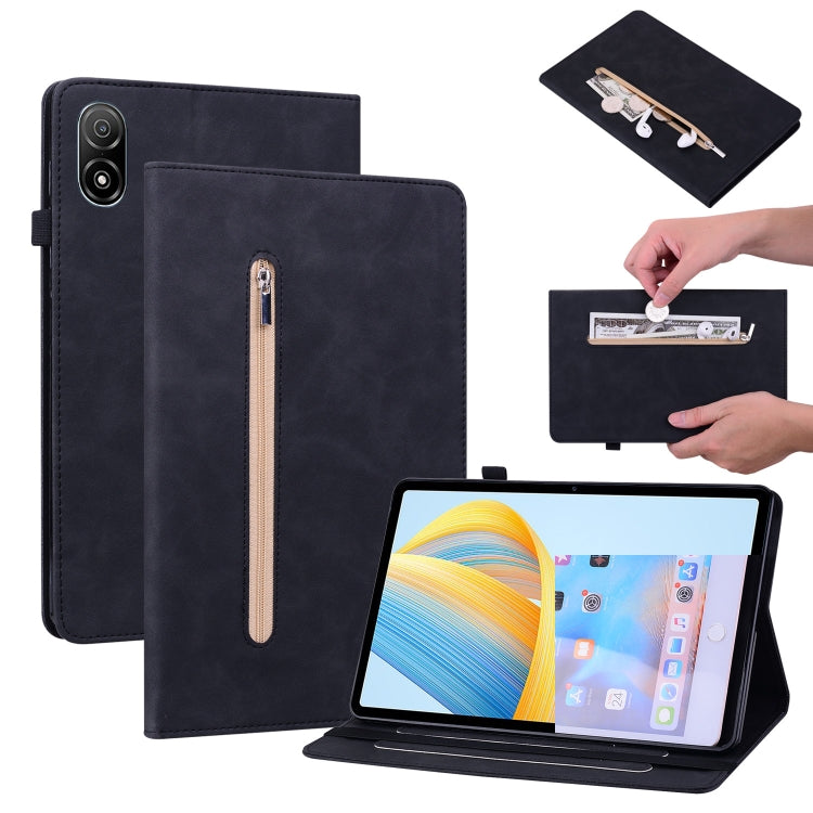 For Honor Pad V8 Pro Skin Feel Solid Color Zipper Leather Tablet Case