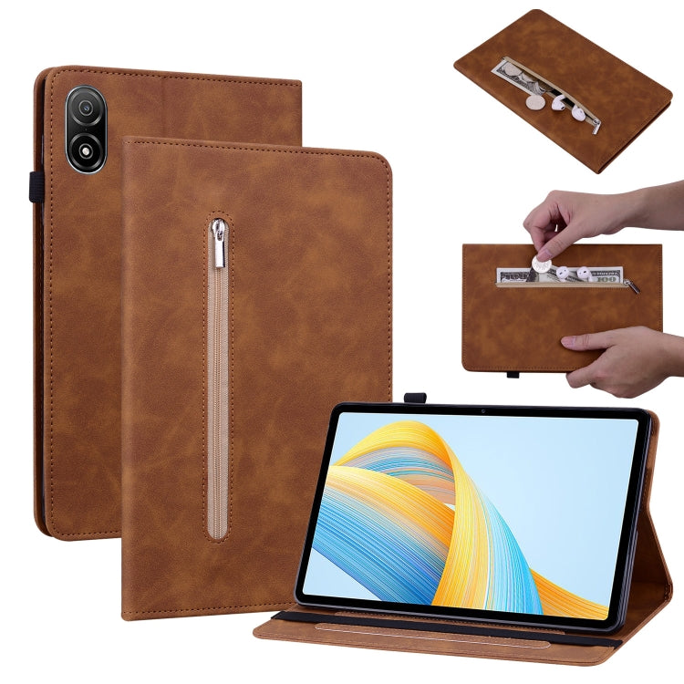 For Honor Pad V8 Pro Skin Feel Solid Color Zipper Leather Tablet Case