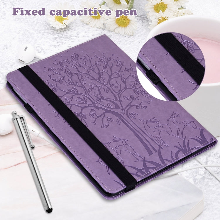 For Lenovo Tab M8 4th Gen TB-300FU Tree & Deer Pattern Embossed Leather Tablet Case