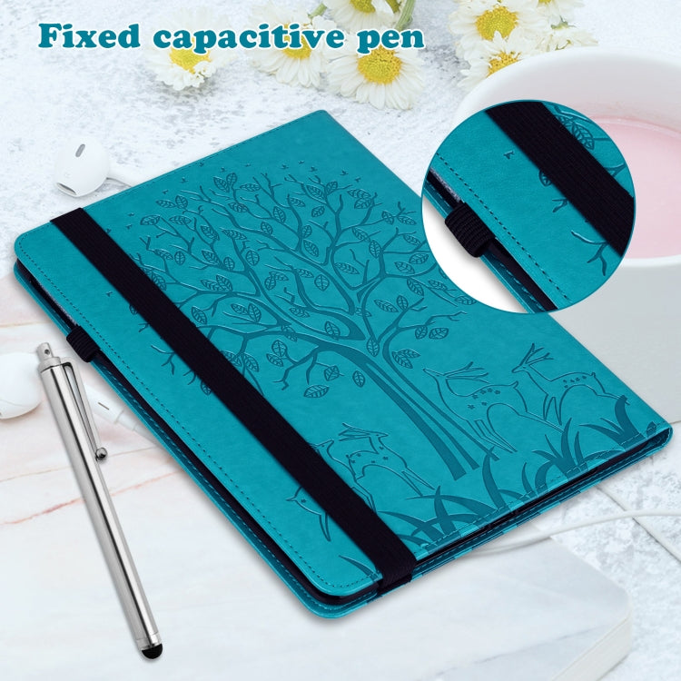 For Lenovo Tab M8 4th Gen TB-300FU Tree & Deer Pattern Embossed Leather Tablet Case
