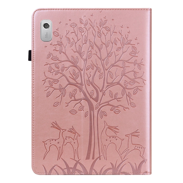 For Lenovo Tab M8 4th Gen TB-300FU Tree & Deer Pattern Embossed Leather Tablet Case