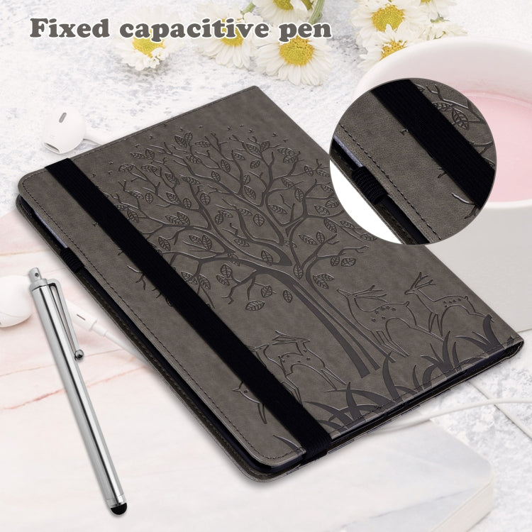 For Lenovo Tab M8 4th Gen TB-300FU Tree & Deer Pattern Embossed Leather Tablet Case