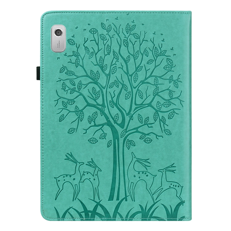 For Lenovo Tab M8 4th Gen TB-300FU Tree & Deer Pattern Embossed Leather Tablet Case