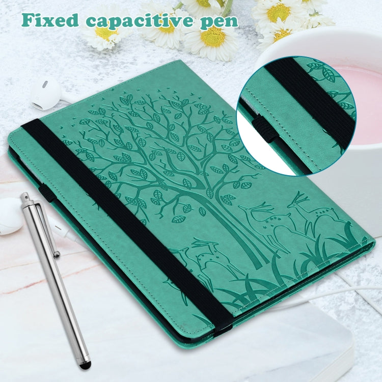 For Lenovo Tab M8 4th Gen TB-300FU Tree & Deer Pattern Embossed Leather Tablet Case