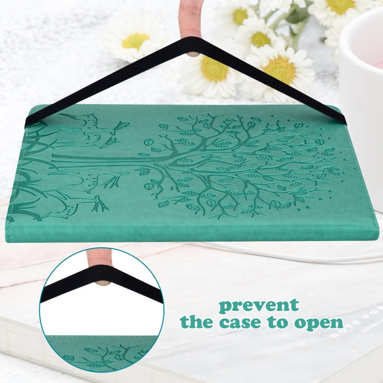 For Lenovo Tab M8 4th Gen TB-300FU Tree & Deer Pattern Embossed Leather Tablet Case