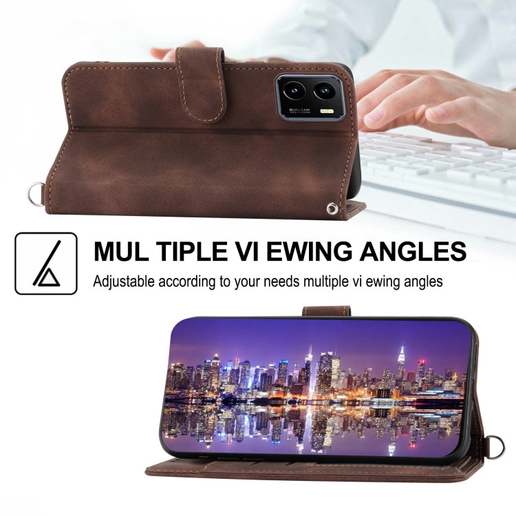 For vivo Y15s 2021 Skin-feel Flowers Embossed Wallet Leather Phone Case