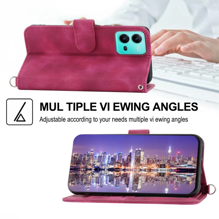 For vivo V25 5G Skin-feel Flowers Embossed Wallet Leather Phone Case