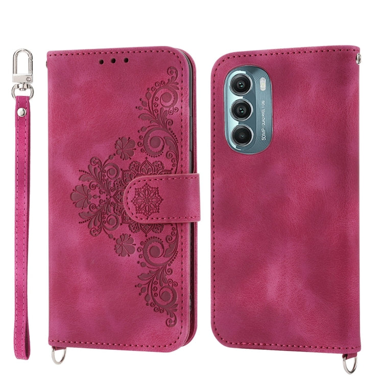 For Motorola Moto G Stylus 5G 2022 Skin-feel Flowers Embossed Wallet Leather Phone Case