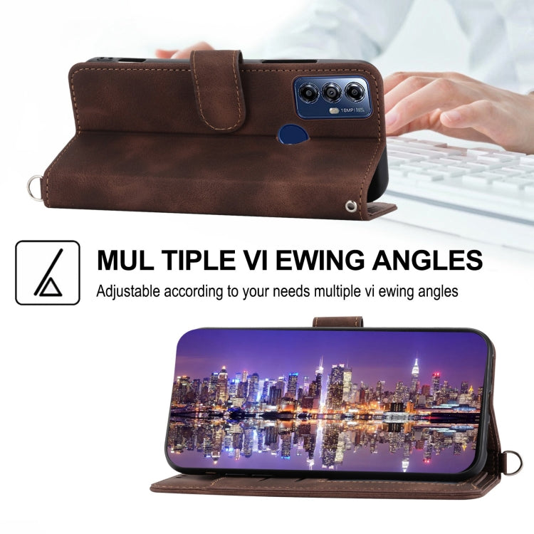 For Motorola Moto G Play 2023 Skin-feel Flowers Embossed Wallet Leather Phone Case