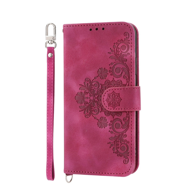 For Motorola Moto G Power 2022 Skin-feel Flowers Embossed Wallet Leather Phone Case