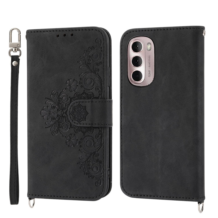 For Motorola Moto G Stylus 2022 Skin-feel Flowers Embossed Wallet Leather Phone Case