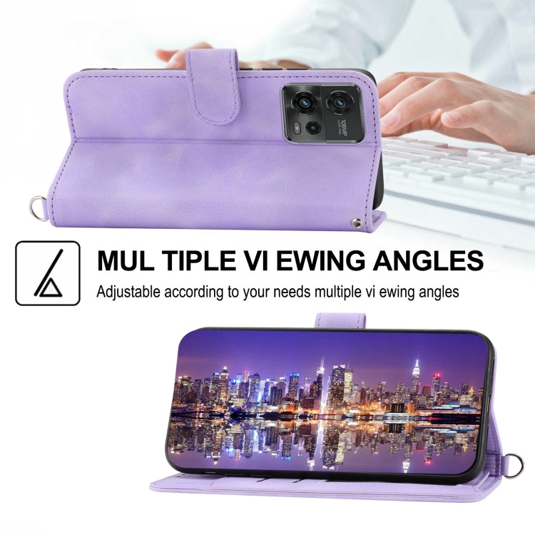 For Motorola Moto G72 Skin-feel Flowers Embossed Wallet Leather Phone Case