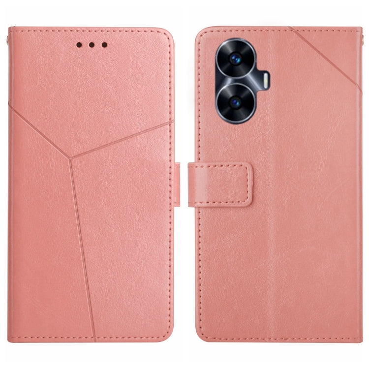 For Realme C55 HT01 Y-shaped Pattern Flip Leather Phone Case