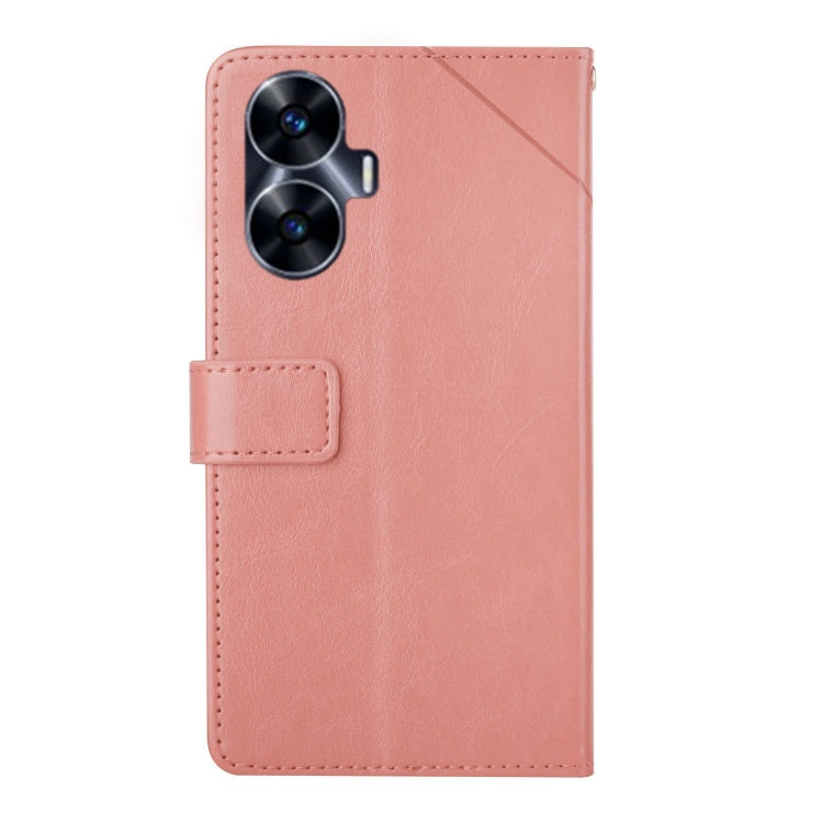 For Realme C55 HT01 Y-shaped Pattern Flip Leather Phone Case