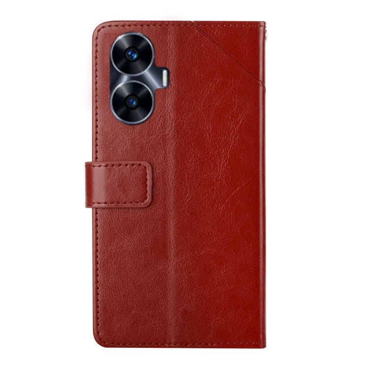 For Realme C55 HT01 Y-shaped Pattern Flip Leather Phone Case