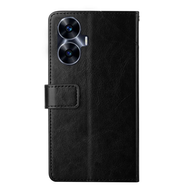 For Realme C55 HT01 Y-shaped Pattern Flip Leather Phone Case