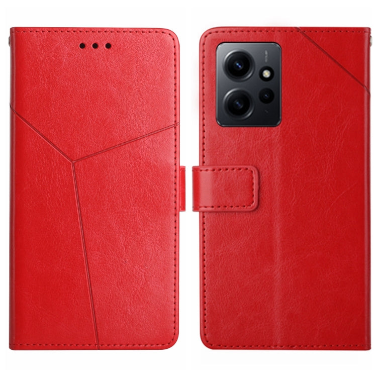 For Xiaomi Redmi Note 12 4G Global HT01 Y-shaped Pattern Flip Leather Phone Case