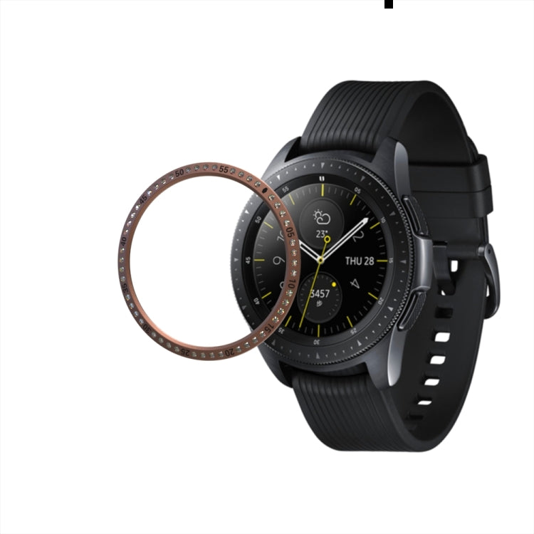 For Galaxy 42mm / Gear S2 Stainless steel 304 Ring And Diamond Watch Protective Case(Rose Gold)