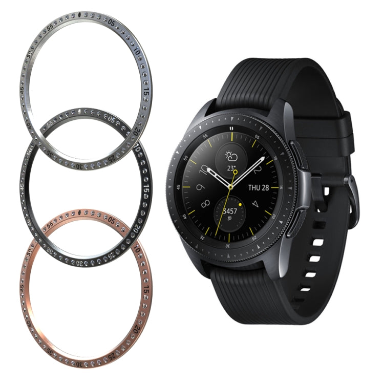 For Galaxy 42mm / Gear S2 Stainless steel 304 Ring And Diamond Watch Protective Case(Rose Gold)