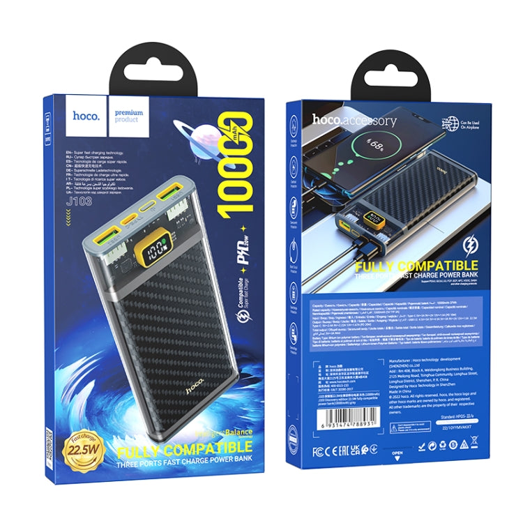 hoco J103 Discovery Edition 22.5W 10000mAh Fully Compatible Power Bank(Grey)