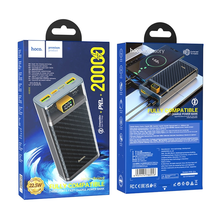 hoco J103A Discovery Edition 22.5W 20000mAh Fully Compatible Power Bank(Grey)