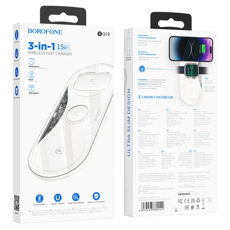Borofone BQ19 15W 3 in 1 Poweful Wireless Fast Charger