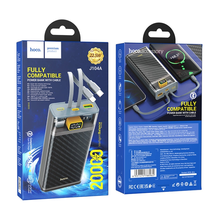 hoco J104A Discovery Edition 22.5W 20000mAh Fully Compatible Power Bank with Cable(Grey)
