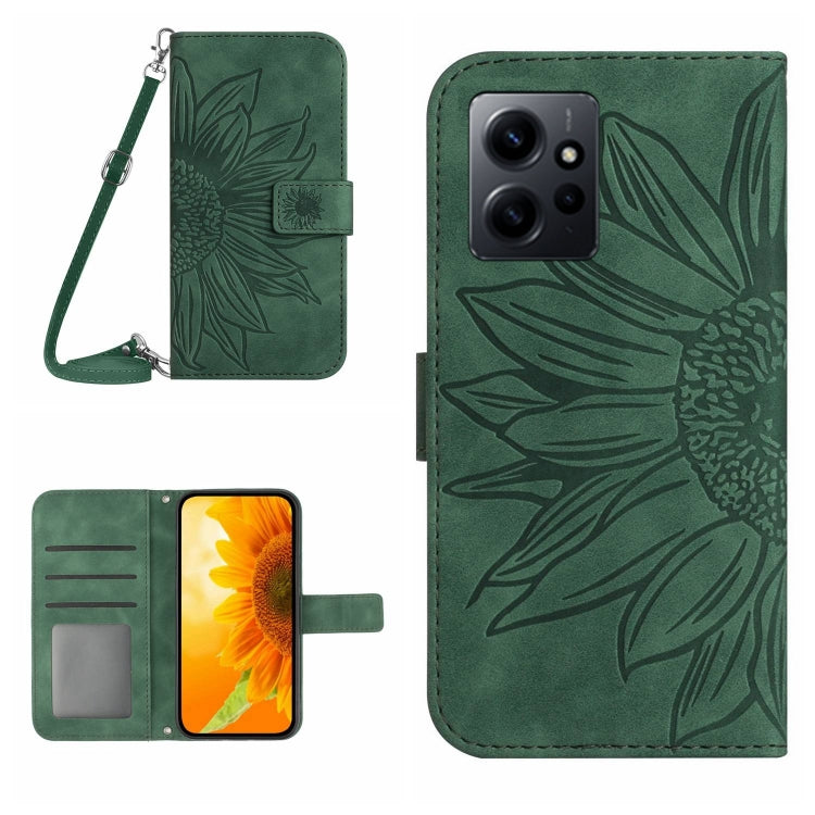 For Xiaomi Redmi Note 12 4G Global Skin Feel Sun Flower Embossed Flip Leather Phone Case with Lanyard
