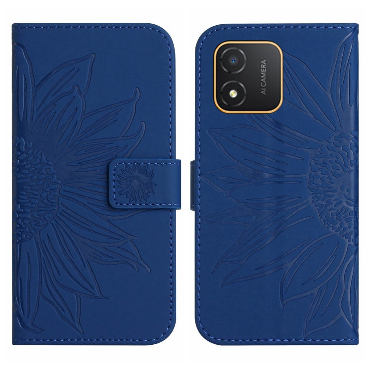 For Honor X5 4G Skin Feel Sun Flower Embossed Flip Leather Phone Case with Lanyard