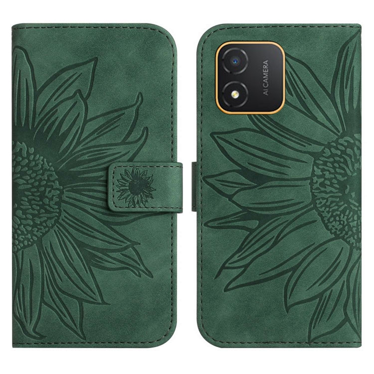 For Honor X5 4G Skin Feel Sun Flower Embossed Flip Leather Phone Case with Lanyard