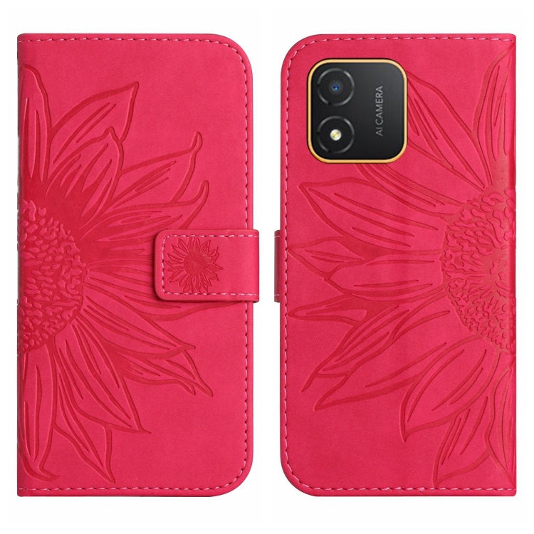 For Honor X5 4G Skin Feel Sun Flower Embossed Flip Leather Phone Case with Lanyard