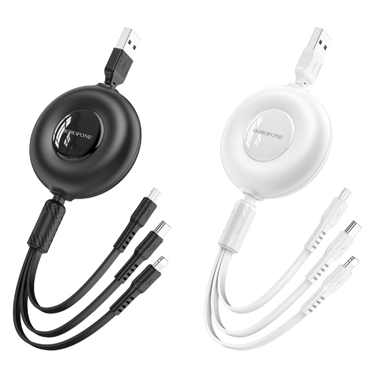 Borofone BX74 Type-C / USB-C+8 Pin+Micro USB Quick Pull Storage 3 in 1 Charging Cable, Length:1m