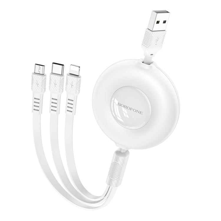 Borofone BX74 Type-C / USB-C+8 Pin+Micro USB Quick Pull Storage 3 in 1 Charging Cable, Length:1m